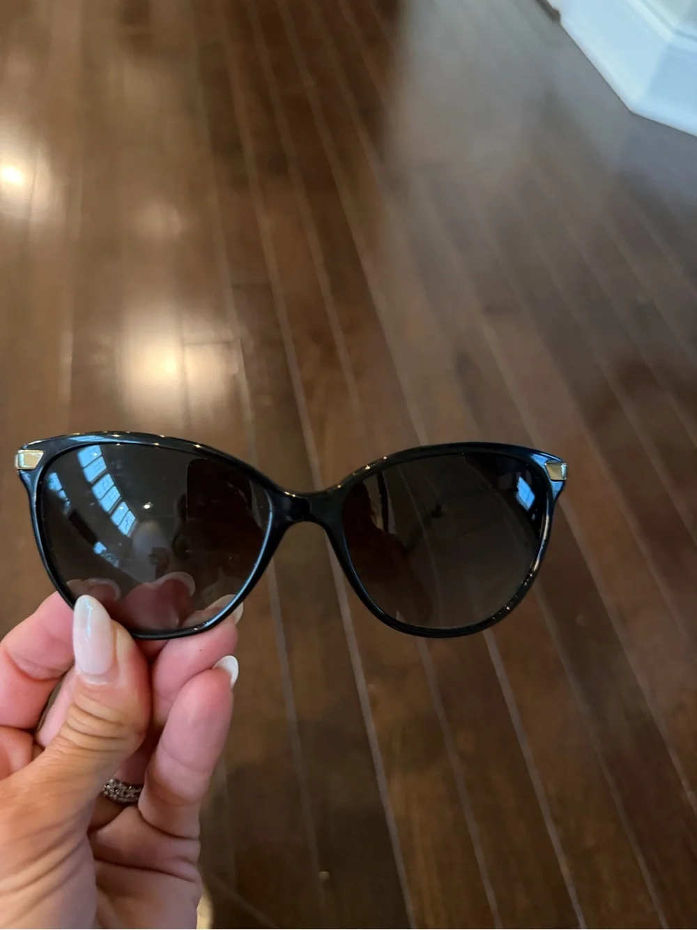 Burberry Black Sunglasses with Multicolor Temple Accent